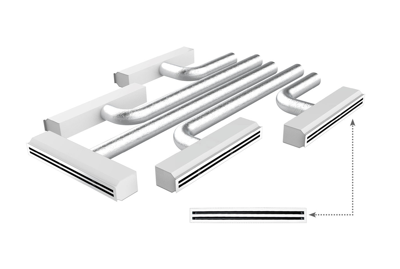 KIT RAPID di completamento per PROAIR PACK 5 zone con attacchi Ø 150 e  diffusori lineari L=1000 mm 2 feritoie - Galaxy