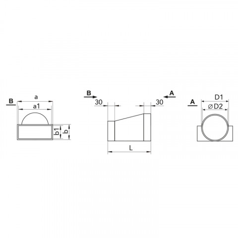 ACCESSORIO CAPPA CURVA RIDUTTORE RETTANGOLARE/TONDO TECNOSYSTEMI PER T —  Climacal