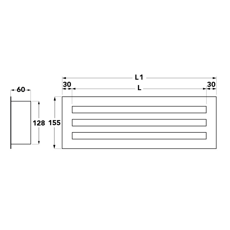 Diffusore lineare con serranda a 3 feritoie in alluminio anodizzato -  alluminio verniciato bianco RAL 9016 - Project Wind