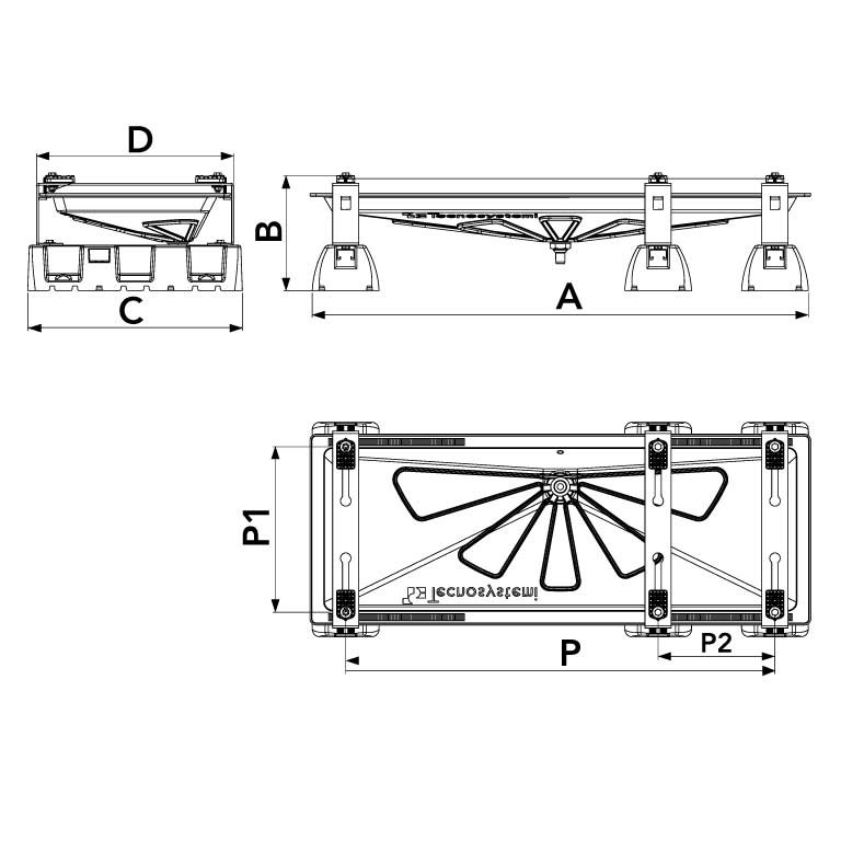 Supporti a pavimento con antivibrante e bacinella piccola (820 x 360 mm)