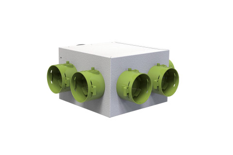  Insulated distribution plenum H160 for VMC for flexible ducted hose 6 - 8 outlets Ø75 and Ø90 with sleeves complete with calibration damper with adjustment