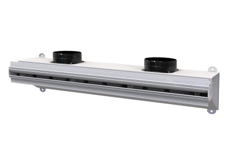  Linear retracting diffuser in anti-condensate PVC with damper, insulated plenum and side baffles