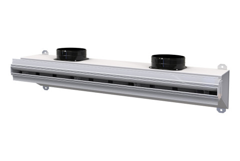  Linear retracting diffuser in ALUMINIUM with damper, insulated plenum and side baffles