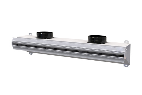  Linear retracting diffuser in ALUMINIUM with damper, insulated plenum and central baffle